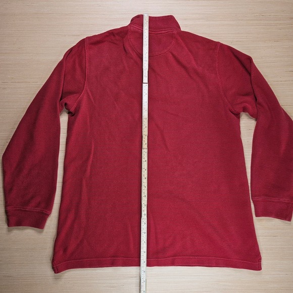 Chaps Sweater Mens M Red Pullover Crew Neck Quarter Zip Waffle Knit‎ Preppy - Picture 9 of 11